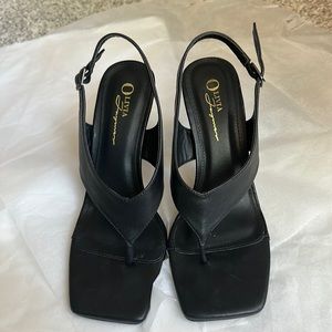 Olivia Ferguson Black Thong Heels